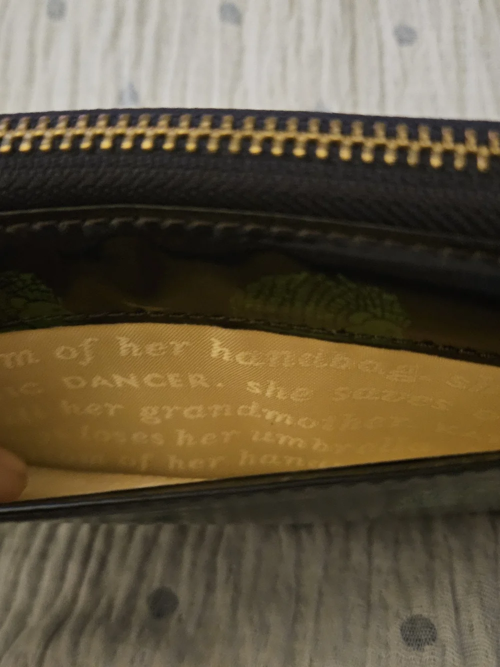 Kate Spade Black Checkbook Wallet with Green Hedgehog Print